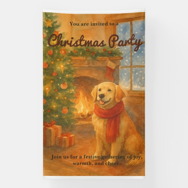 Banderoles Invitation de fête de Noël ・ Scène de chien confor (Verticale)