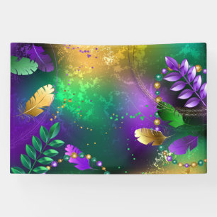 Banderoles Iridescente mardi gras arrière - plan avec perles