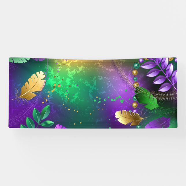 Banderoles Iridescente mardi gras arrière - plan avec perles (Horizontal)