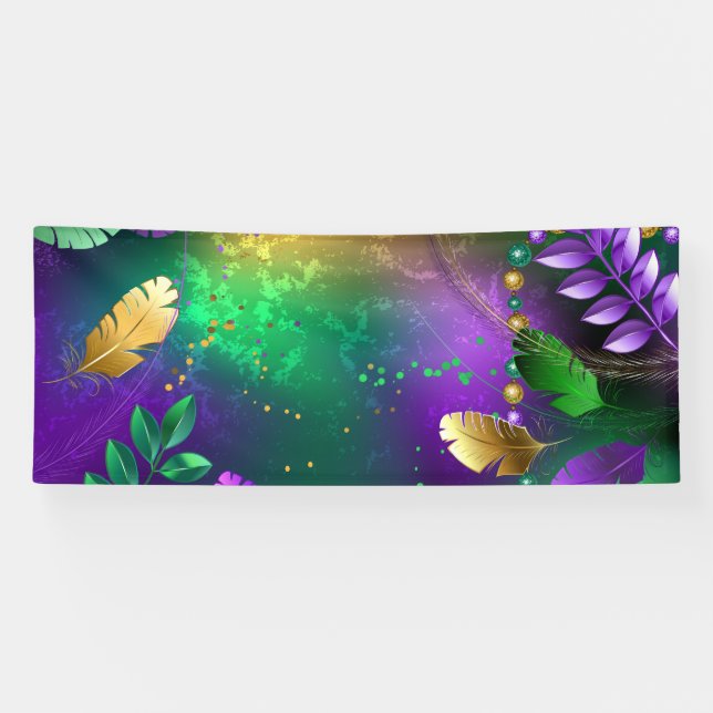 Banderoles Iridescente mardi gras arrière - plan avec perles (Horizontal)
