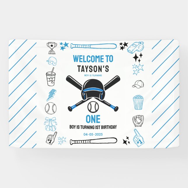 Banderoles It’s Game Time Baseball 1st Birthday – Fun Kids  (Horizontal)