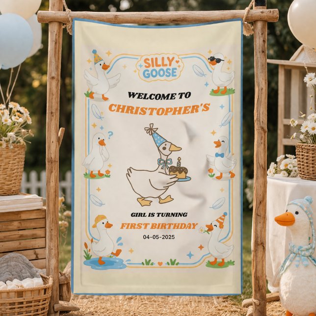 Banderoles It’s ONE Silly Goose Retro 1st Birthday Fun Modern (It’s ONE Silly Goose Retro 1st Birthday Fun Modern Banner
)