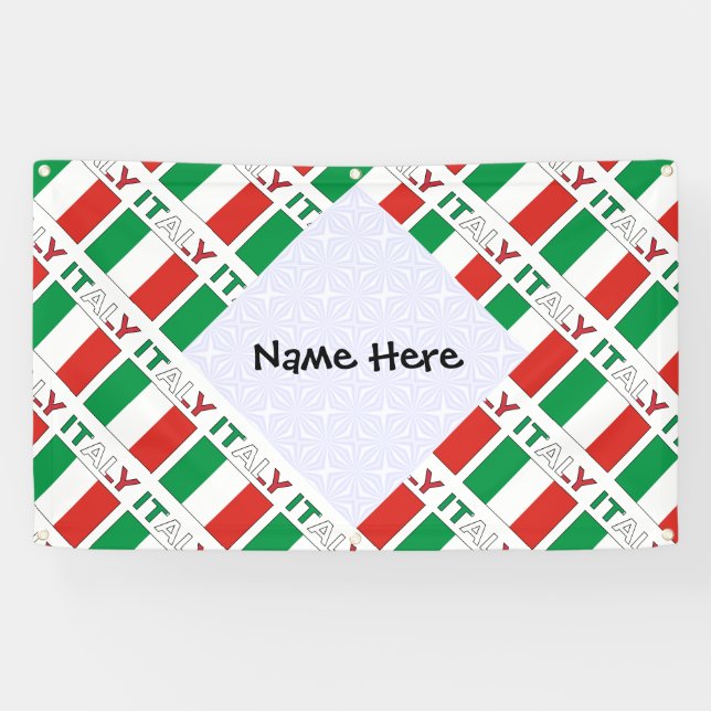 Banderoles Italie Drapeau italien Carrelage noir Personnalisa (Horizontal)