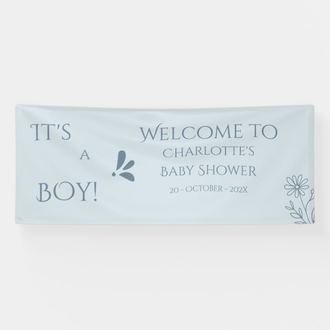 Banderoles It's A Boy! Minimalism Pastel Blue Baby Shower (Horizontal)