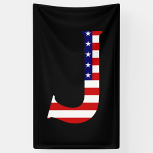 Banderoles J Monogramme superposé sur le drapeau américain (v