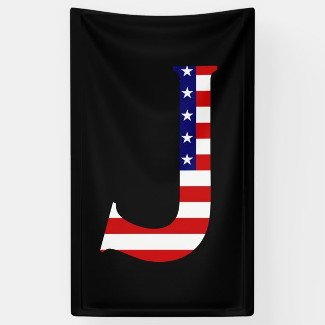 Banderoles J Monogramme superposé sur le drapeau américain (v (Vertical)