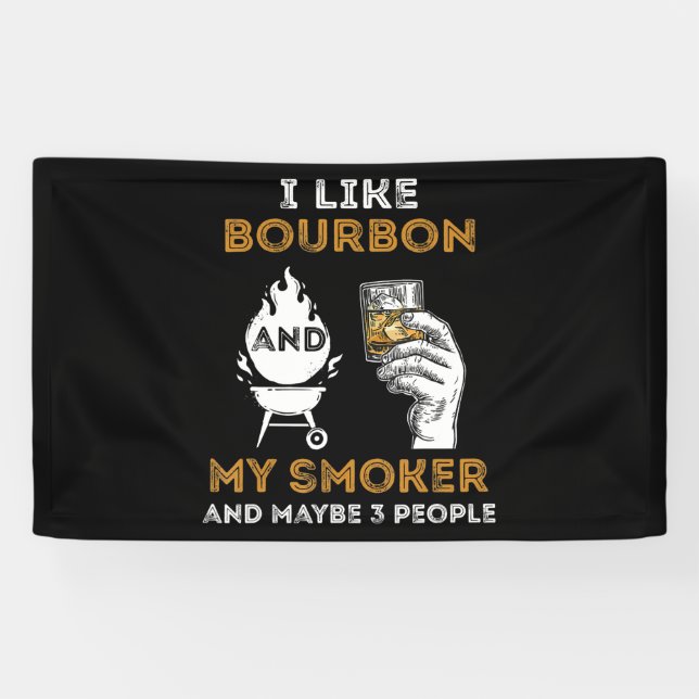 Banderoles J'Aime Bourbon My Smoker Peut-Être 3 Personnes Drô (Horizontal)