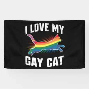 Banderoles J'aime mon chat gay drôle arc-en-ciel fierté lgbt