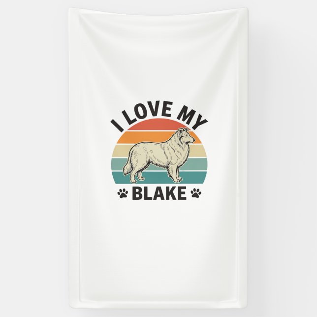 Banderoles J'aime mon chien Blake rétro gravure design_1 (Vertical)