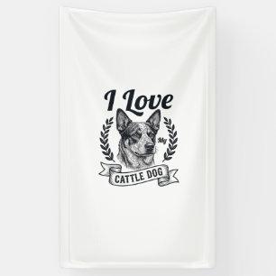 Banderoles J'aime mon chien de troupeau gravure vintage Desig