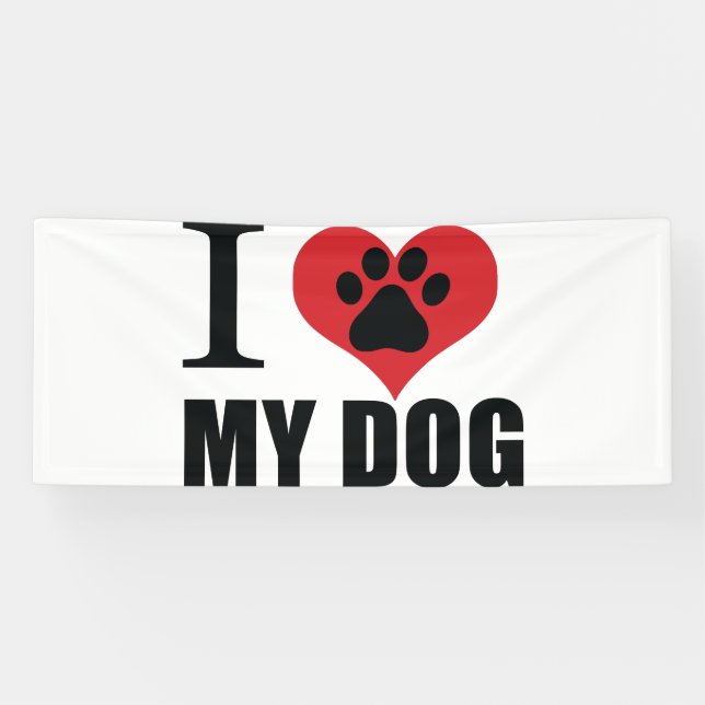 Banderoles J'aime mon chien jeter l'oreiller (Horizontal)