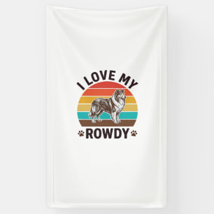 Banderoles J'aime mon design de chien Colley vintage turbulen