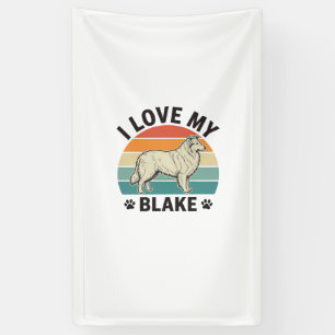 Banderoles J'aime mon design de gravure rétro de chien Blake_