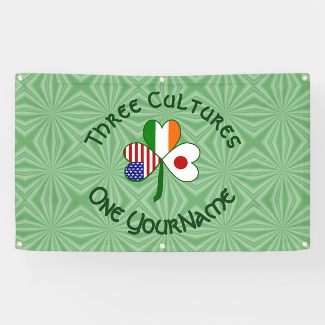 Banderoles Japon Irlande USA Shamrock Drapeau personnalisé (Horizontal)