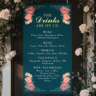 Banderoles Jardin enchanté Mariage Floral Boissons Bar Menu