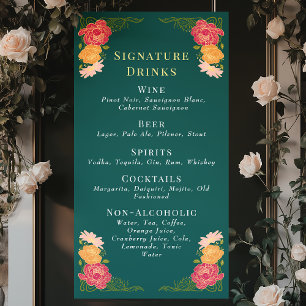 Banderoles Jardin enchanté Mariage Floral Boissons Bar Menu