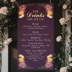 Banderoles Jardin enchanté Mariage Floral Boissons Bar Menu
