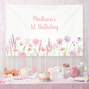 Banderoles Jardin Fleur sauvage rose Anniversaire