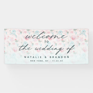 Banderoles Jardin Floral Peony Motif Bienvenue Mariage