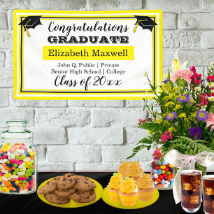 Banderoles Jaune   White Félicitations aux diplômés