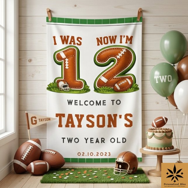 Banderoles J'avais 1 an, maintenant j'en ai 2 – Football Amer (I Was 1, Now I’m 2 – Football America 2nd Birthday Banner
)