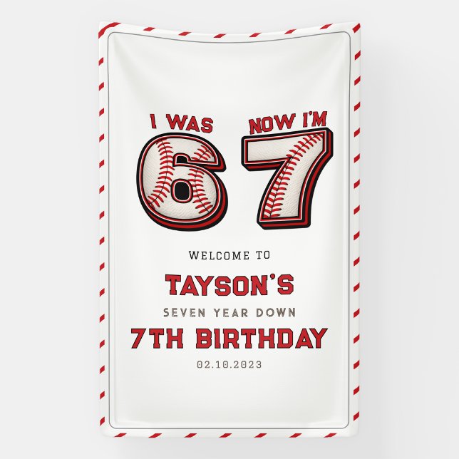 Banderoles J'avais 6 ans, maintenant j'ai 7 ans – Baseball 7e (I Was 6, Now I’m 7 – Baseball 7th Birthday Banner
)