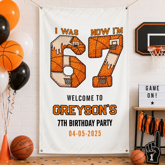 Banderoles J'avais 6 ans maintenant j'ai 7 ans Basketball – F (I Was 6 Now I’m 7 Basketball – 7th Birthday Party Banner
)