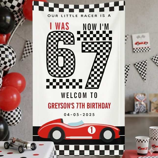 Banderoles J'avais 6 ans maintenant j'ai 7 ans garçon de voit (I Was 6 Now I'm 7 Race Car Boy 7th Birthday Party Banner
)
