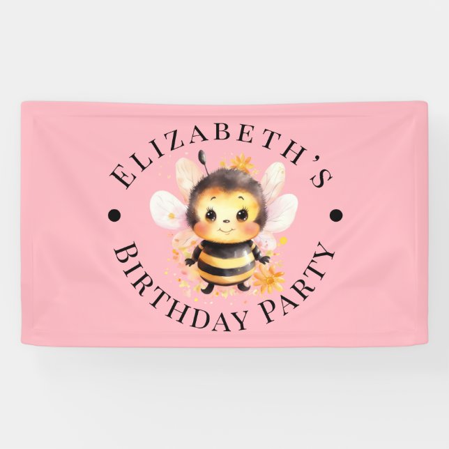 Banderoles Je Bee-Two Fille Anniversaire (Horizontal)