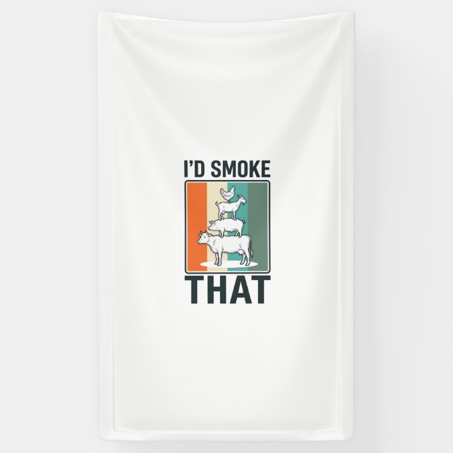 Banderoles Je fumerais ce design d'animaux de ferme BBQ vinta (Vertical)