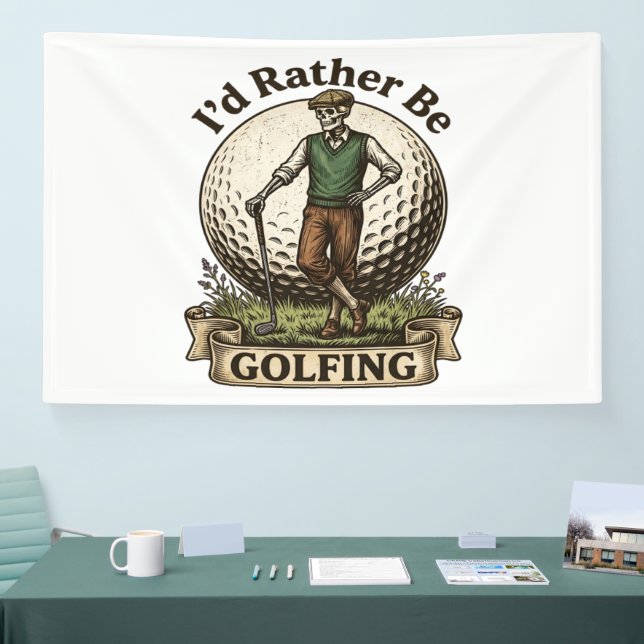 Banderoles Je préférerais jouer au golf  (Salon professionnel)