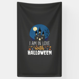 Banderoles Je suis amoureux du château hanté d'Halloween_1