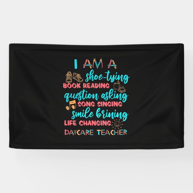 Banderoles Je Suis Un Enseignant De Garderie (Horizontal)