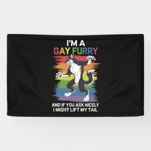 Banderoles Je suis un renard gay à fourrure arc-en-ciel Fiert