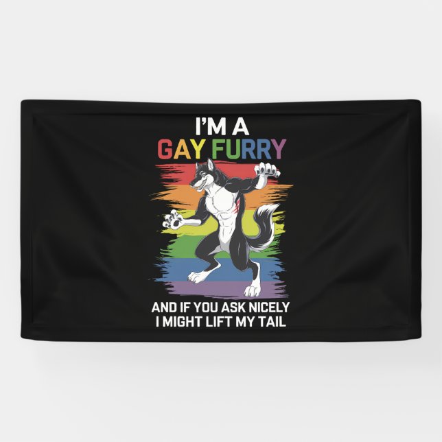 Banderoles Je suis une Gay Furry Fox Rainbow Pride LGBTQ (Horizontal)