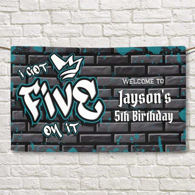 Banderoles J'en ai cinq - Boy 5th Birthday Banner (I got Five on it - Boy 5th Birthday Banner)