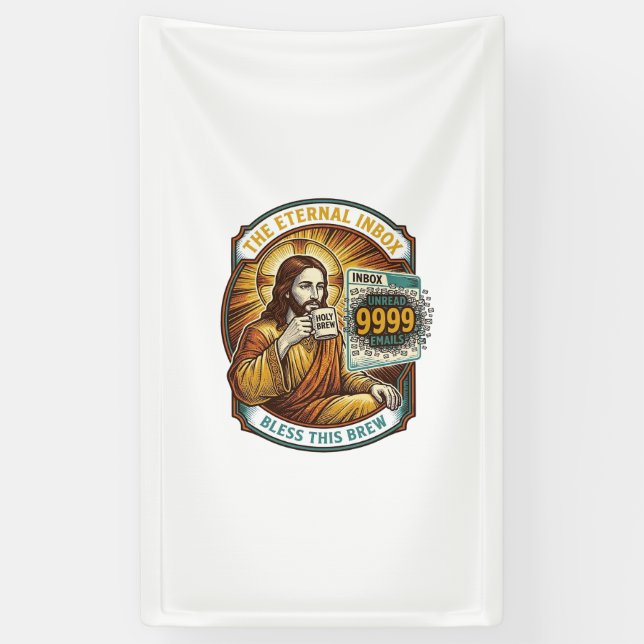 Banderoles Jésus 9999 Emails Non Lus Boîte de Réception Zéro  (Vertical)