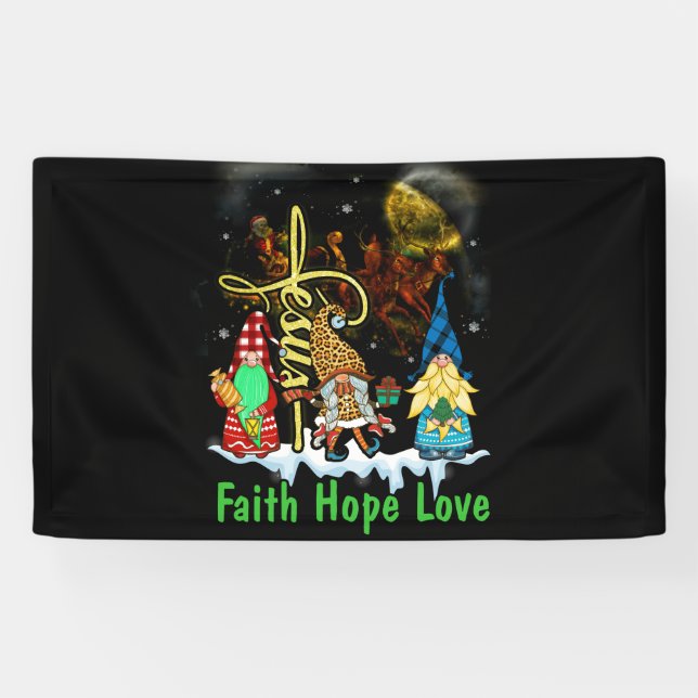Banderoles Jésus-Christ Faith Hope Love Snowman Christian (Horizontal)