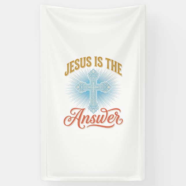 Banderoles Jésus est la réponse Croix chrétienne Vector Desig (Vertical)
