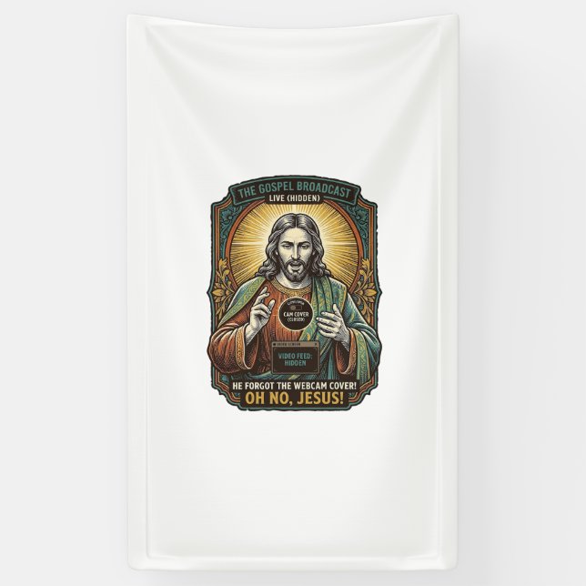 Banderoles Jésus Fond noir Webcam oubliée Couverture Virtuell (Vertical)