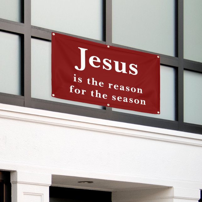 Banderoles Jesus is the Reason for the Season Red Christmas (Bâtiment extérieur)