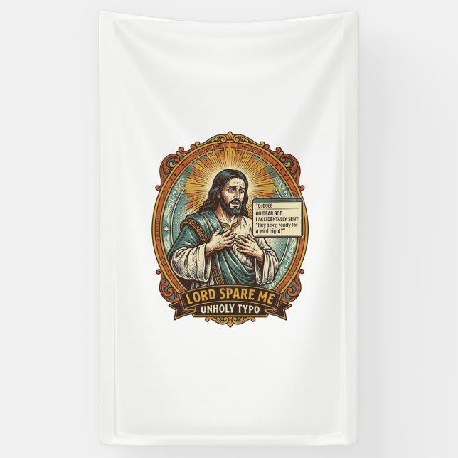 Banderoles Jésus Mauvaise Message Autocorrect Patron Embarras (Vertical)