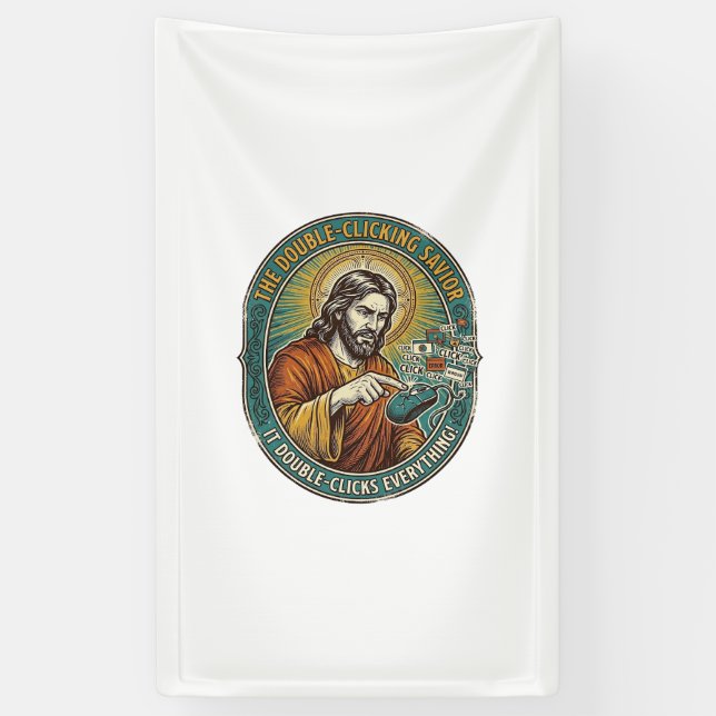 Banderoles Jésus Souris Double Clic Cassée Bureau IT Tech  (Vertical)