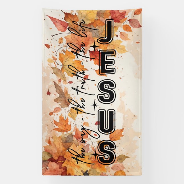 Banderoles Jesus the Way the Truth the Life Autumn Design (Verticale)