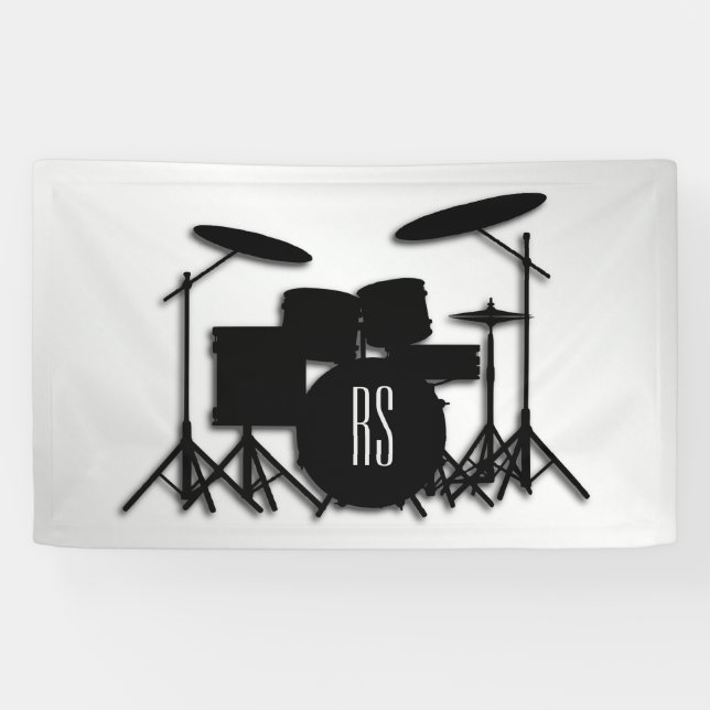 Banderoles Jeu de tambour Monogramme Argent (Horizontal)