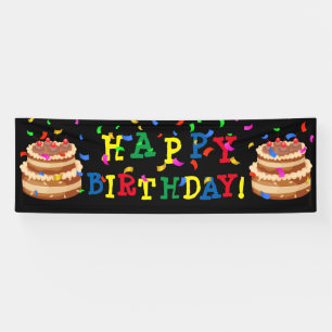 Banderoles JEUX ANNIVERSAIRE ! Gâteau et confetti