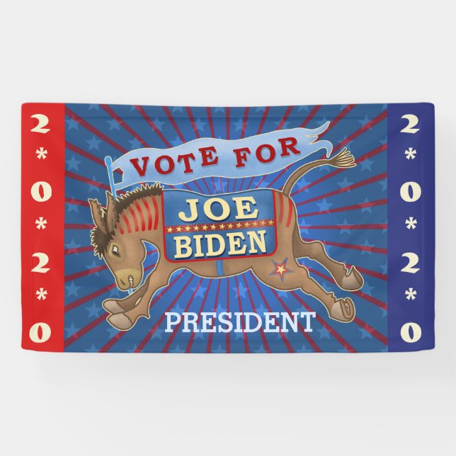 Banderoles Joe Biden pour le président 2020 Démocrate Donkey (Horizontal)