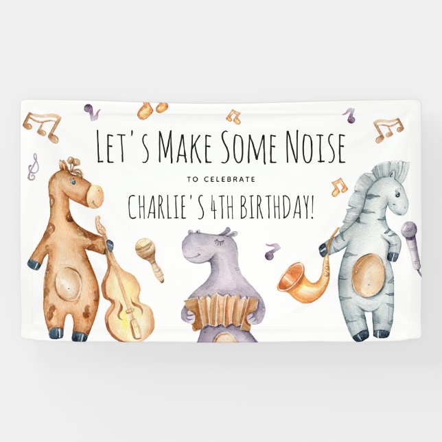 Banderoles Joli Anniversaire Animaux Africains Faisons du Bru (Horizontal)