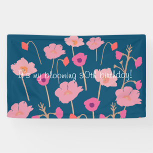 Banderoles Joli Anniversaire Floral Moderne Avec Âge Personna