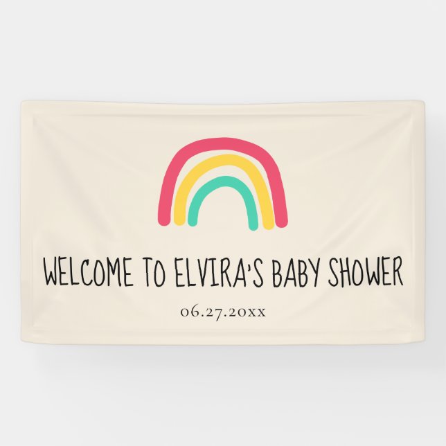 Banderoles Joli Baby shower arc-en-ciel moderne Bienvenue (Horizontal)